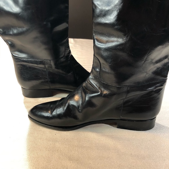 EUC Vintage Italian Black Leather Riding Boots 10M - Picture 7 of 14